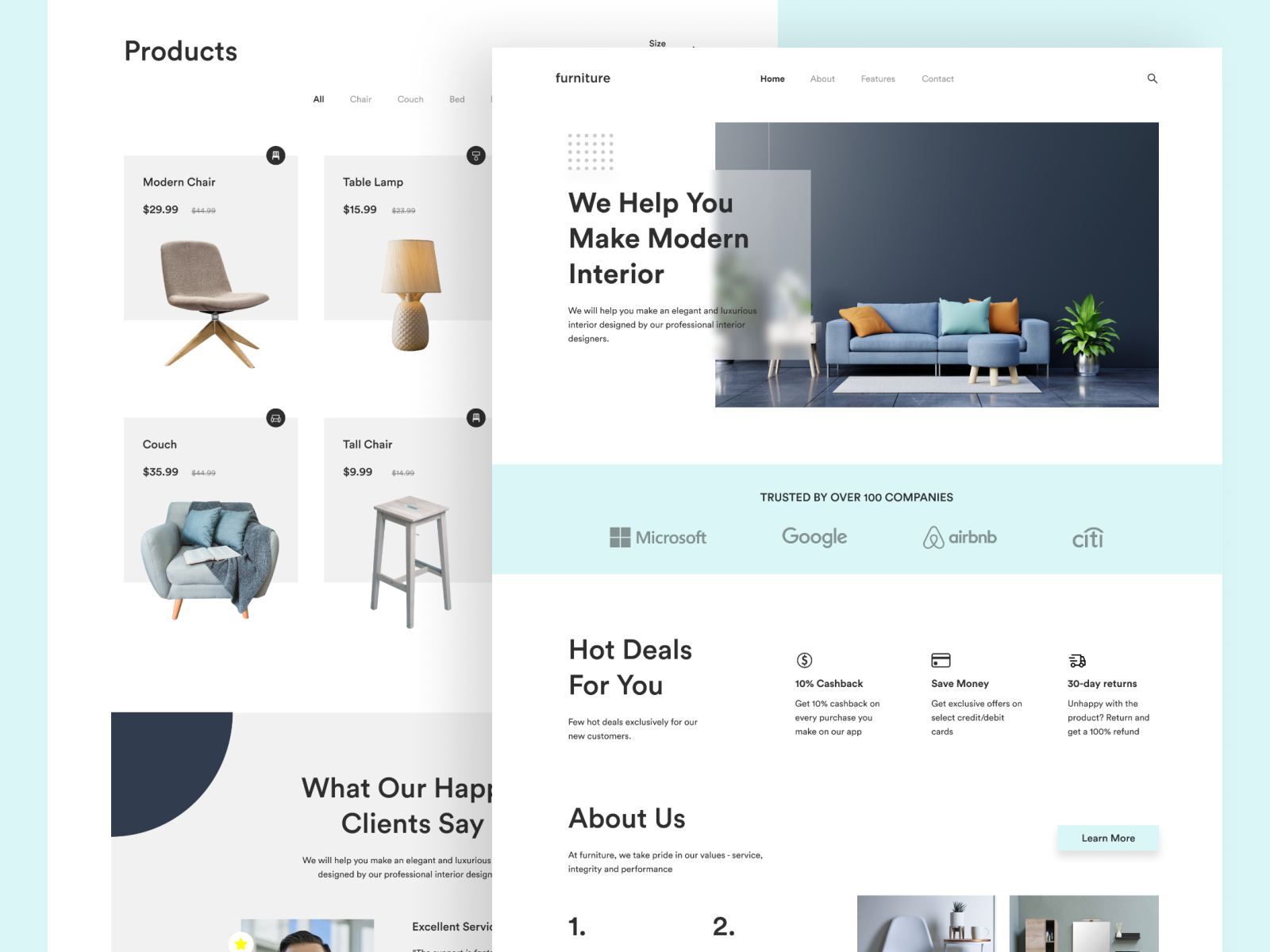 Furniture Website Landing Page by Adarsh S on Dribbble