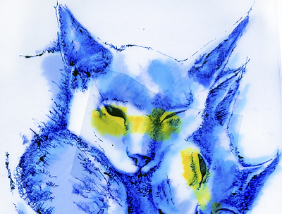 Blue cats have warm eyes artwork blue book illustration cat art cats illustration illustrations indigo pen and ink print print for sale
