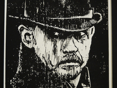 Taboo Tom linocut linoprint portrait relief print