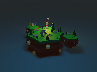 Low Poly 3D Island 3d design illustration