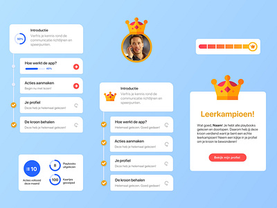 Primio UI - Gamified app design crown elearning elearning app elements gamification gamified primio process reward system ui design ui elements uidesign ux ux ui