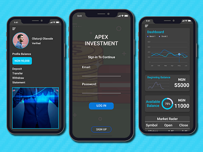 Apex Investment app design minimal ui ux web