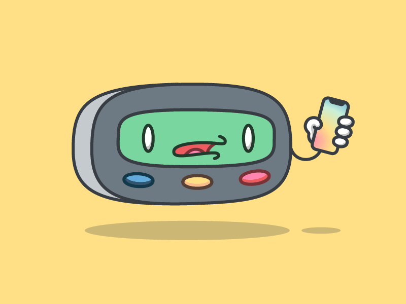 Modern Pager lcd ios confusion buttons technology vector design vintage character illustration pager apple iphone iphone x