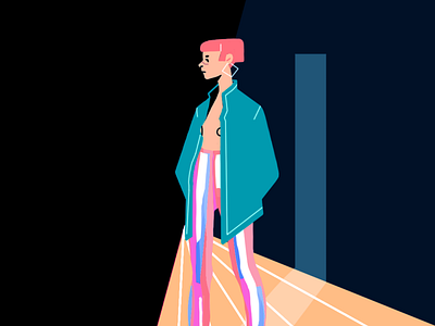 Punk blue design digital drawing flat illustration minimal pink