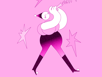 Trumpet character characterdesign design digital drawing flat illustration minimal pink