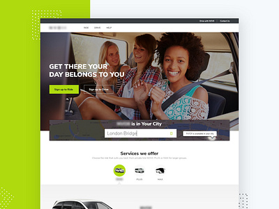 Riding Landing Page flat design responsive rideshare web development webdesign