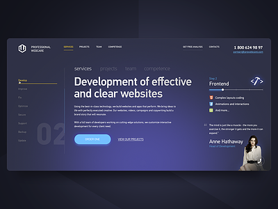 Developer Ann Hathaway Main Page. Daily UI#12 daily ui develope frontend landing main programmer quote skill ui website