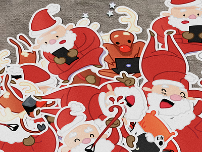 Sticker Pack Dcomo Xmas 18 2017 2018 bear character deer design illustration print santa sticker