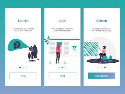 On boarding Screen app illustration travel ui ux vector