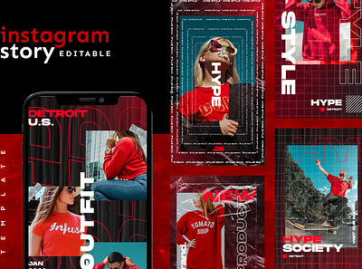 Instagram Story Template advertising boys branding design girl hypebeast illustration instagram instagram post instagram stories instagram template logo social media social media design social media pack social media templates socialmedia template ui youth