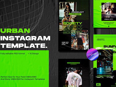 Neon Urban - Instagram Template advertising boys branding design girl hypebeast illustration instagram instagram post instagram stories instagram template logo social media social media design social media pack social media templates socialmedia template ui youth