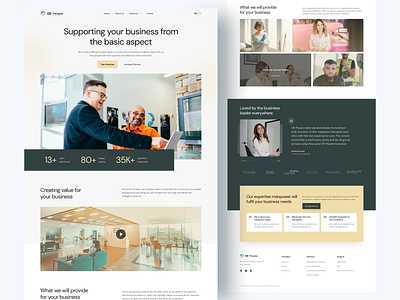GE-People | Outsourcing Service Company Landing Page business clean company company landing page company profile company website corporate home page landing page minimal testimonials ui ui design web web design website