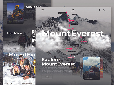 Landing page concept app camping clean dailyui design icon logo mount everest mountain nature team typography ui ui ux uidesign uiux ux web web design