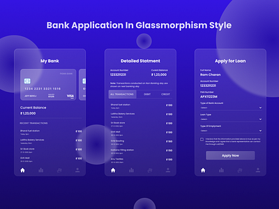 Bank Application Mockups in Glassmorphism style #newtrend