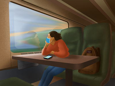 Illustration on traveling during pandemic covid-19 digital painting digitalart health il illustration pandemic train travel