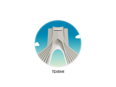 Azadi Tower badge badges city cloud illustration iran morning skyline tehran tower vector