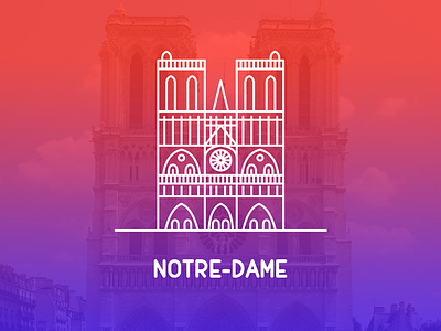 Paris, Notre Dame building buildings church france illustration landmark linear notre dame notredame outline paris vector