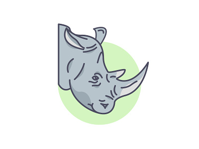 Rhino animal character design illustration linear outline rhino rhinoceros sticker vector