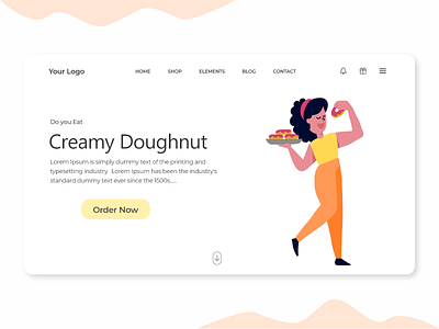 Creamy Doughnut UI Landing Page Design! adobe xd baking blog blog post branding cakes design designer doughnut doughnuts food illustration illustration art landing page design landingpage online orders sweets ui ux