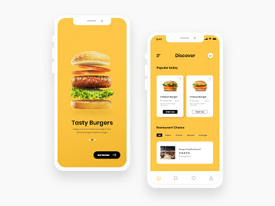 Tasty burgers app! adobe xd adobexd app app design apps apps design design design app designs figma food food and drink food app foodie foodies landing page design sketch ui ux web