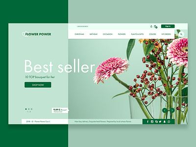Flowerpower-Ui Concept concept creative e commerce flower interface landing page menu ui ux web
