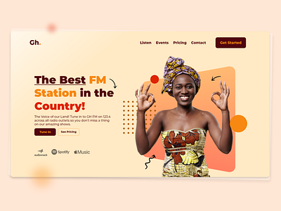 Gh. FM Station One-Page Website - Light Mode🌟 branding design fm station ghana graphic design illustration radio station ui ux vector web web design