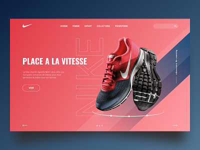 E-commerce Landing page concept brand clean e commerce e shop interface landing page marketing nike pink red rotate running shoes sneaker sneakers sport ui