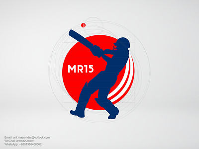 MR15 Logo_unofficial bangladeshi brand identity cricket cricketer design illustration logo logo desig minimal logo modern logo mushfiqur rahim sports logo
