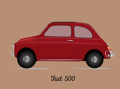 Fiat 500 car carillustration design fiat 500 flat illustration