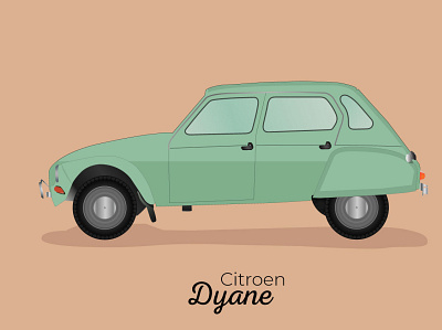 Citroen Dyane car carillustration design flat illustration