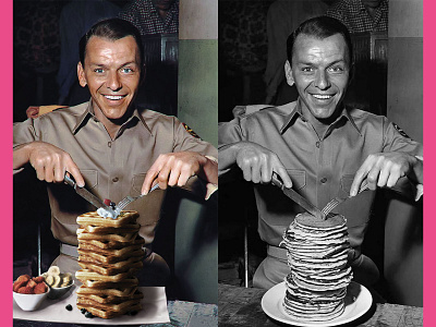 House of Waffles series - Frank Sinatra before and after photo manipulation photomanipulation photoshop poster vintage waffle waffles