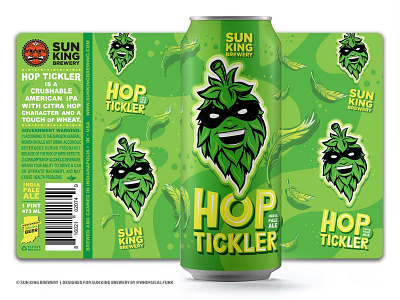 Hop Tickler IPA Beer Label Design for Sun King Brewery beerlable branding craftbeer design graphic design illustration logo packagedesign typography vector