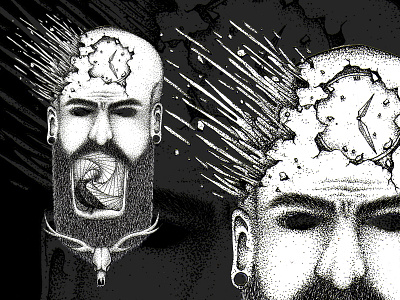 dark illustration. pointilism manual drawing artwork design illustration illustrator rock skull