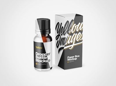 Dropper Bottle with Box PSD Mockups 3d branding design mockup mockups pack package packaging visualization