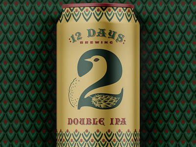 2 Turtle Doves - 12 Days Brewing beer beer can bird brewery christmas holiday pattern