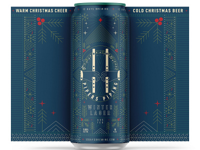 12 Days of Brewing :: 11 Pipers Piping 12daysofchristmas beer beer can branding brewery christmas lineart music pattern winter