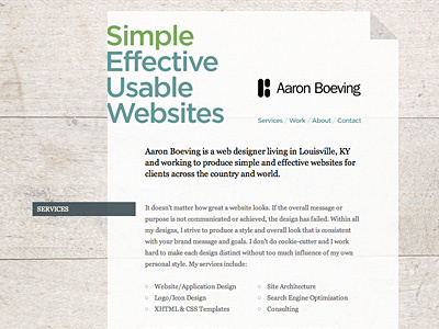 AB Website Launched green one pager portfolio website