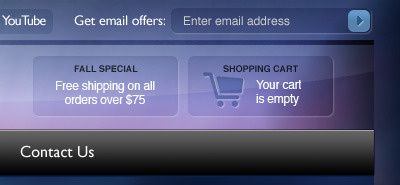 Your cart is empty blue purple shopping cart website