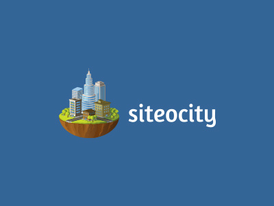Siteocity building city floating host hosting land logo site skyscraper trees