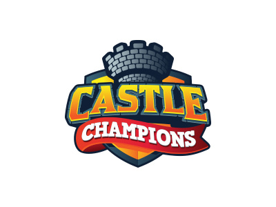 Castle Champions action app app game app logo castle game ios logo medieval ribon shield tower