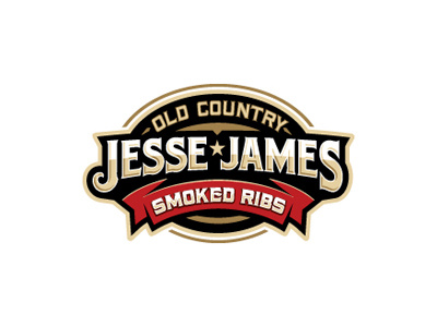 Jesse James food logo old west oronoz restaurant ribs western