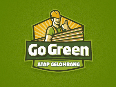 Go Green character crest green guy handyman illustrated logo logo oronoz smile
