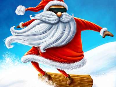 Snowboarding Santa character christmas cool cool santa design digital illustration illustration papa noel santa santa claus snow snowboarding