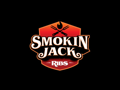 Smokin Jack branding custom type fire flame food hot icon logo restaurant ribs