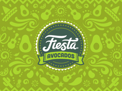 Fiesta Avocados Packaging Pattern avocados brand farm farming fiesta food green lettering mexico packaging party type