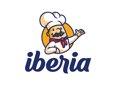 Iberia bakery bread chef customtype lettering mascot