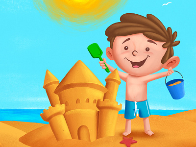 A sunny day at the beach beach book childrens book childrens illustration cover kidlit sand castle