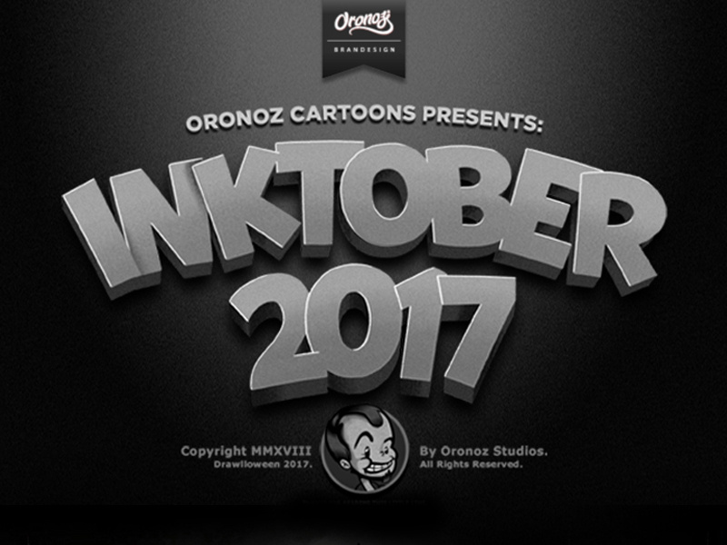 Inktober Behance Project Cover apple alien halloween illustration character design drawing retro vintage cartoon retro cartoon 30s