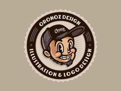 Oronoz 2018 avatar badge cartoon character logo mascot old fashioned retro vintage