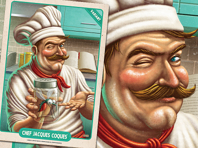 Chef Jaques Coques - Iron Stomach boardgame card game card art character design chef digital paint digital painting food illustration kitchen mobile mobile game mosquito pulp pulp art retro vintage